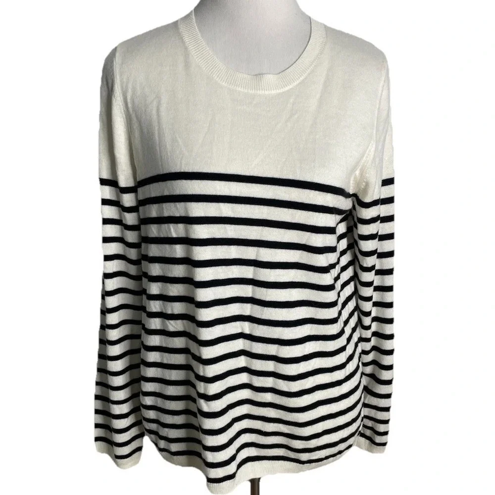 Kate Spade Broome Street Striped Wool Blend Heart Elbow Sweater Size L‎